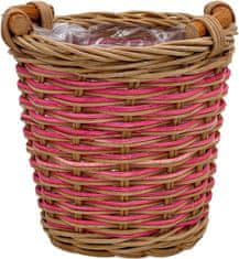 Nikcorp Tegle za cvijeće od ratana set 2 kom, s vodootpornim uloškom, za unutarnju i vanjsku upotrebu, smeđe-roze, 16,5x14cm i 13x10,5cm