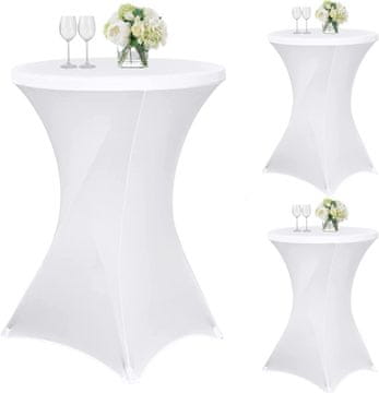 Nikcorp Koktel stolnjak za okrugli barski stol, elastični rastezljivi spandex, za vjenčanja i evente, bijeli 80x110 cm