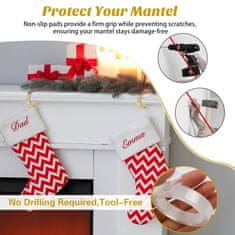 Nikcorp Božićne kuke za čarape, set 10 kom, metalni držači za kamin, bez bušenja, nosivost 4,5 kg, zlatne i srebrne, 12x6 cm