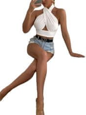 Nikcorp Ženski top otvorenih leđa bez rukava, seksi Y2K stil za zabave i izlaske, udoban i prozračan materijal, bijeli, vel. L