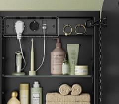 Nikcorp Kupaonski ormarić s ogledalom i LED rasvjetom, 2 utičnice i 2 USB priključka, podesive police, crni