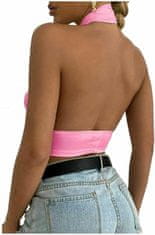 Nikcorp Ženski top na naramenice od mliječne svile, seksi kroj s prekriženim leđima, elegantan i udoban za ljeto i izlaske, rozi, S