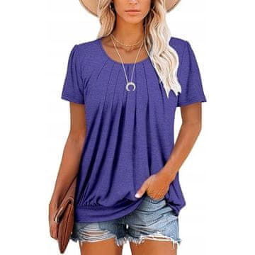 Nikcorp Ženska majica kratkih rukava, prozračna i udobna, elegantna ljetna tunika s plisiranim detaljima, ljubičasta, veličina M