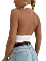 Nikcorp Ženski top otvorenih leđa bez rukava, seksi Y2K stil za zabave i izlaske, udoban i prozračan materijal, bijeli, vel. L