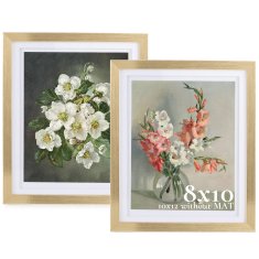 Nikcorp Okvir za slike, dvoslojni drveni dizajn za dubinu, stolni i zidni, vertikalni/horizontalni, 20x25 cm, zlatni