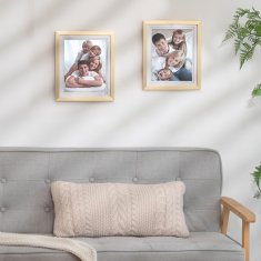 Nikcorp Okvir za slike, dvoslojni drveni dizajn za dubinu, stolni i zidni, vertikalni/horizontalni, 20x25 cm, zlatni