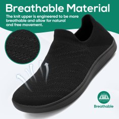 Nikcorp Ženske slip-on cipele za navlačenje, prozračne i udobne, s mrežastim gornjištem i protukliznim potplatom, crne, vel. 44 EU