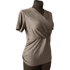 Nikcorp Ženska majica za trudnice i dojilje, udobna i rastezljiva, s kratkim rukavima i funkcijom za dojenje, siva, veličina M