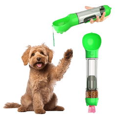 Nikcorp Boca za vodu za pse 2u1 s posudom za hranu, prijenosna pojilica za putovanja i šetnje, višenamjenska zdjelica, 500 ml, zelena