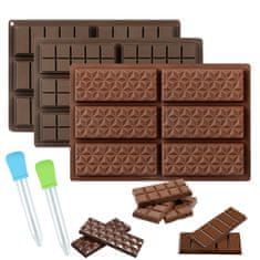 Nikcorp Set 3 silikonska kalupa za čokoladu, bez BPA, za praline i deserte, s 2 kapaljke, 25,5x17x1,5 cm
