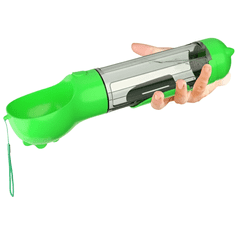 Nikcorp Boca za vodu za pse 2u1 s posudom za hranu, prijenosna pojilica za putovanja i šetnje, višenamjenska zdjelica, 500 ml, zelena