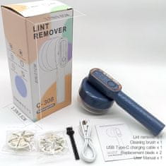 Nikcorp Aparat za skidanje mucica s odjeće, punjivi USB-C šišač tkanine sa 6 oštrica za brzo uklanjanje vlakana, dvostruka zaštita, plavi