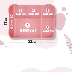 Nikcorp Dječja kutija za ručak s 6 pretinaca i priborom za jelo, sigurna bez BPA, za školu i vrtić, roza