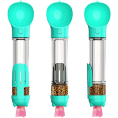 Nikcorp Boca za vodu za pse 4u1, prijenosna pojilica i zdjelica s spremnikom za hranu, idealna za putovanja i šetnje, tirkizna, 500 ml