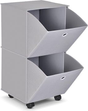 Nikcorp Komoda s 2 ladice na kotačima, mobilni sklopivi ormarić za pohranu, platneni organizator za odjeću i rublje, siva