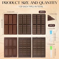 Nikcorp Set 3 silikonska kalupa za čokoladu, bez BPA, za praline i deserte, s 2 kapaljke, 25,5x17x1,5 cm