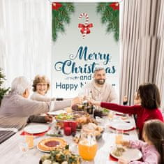 Nikcorp Božićni banner za vrata Merry Christmas, velika vanjska dekoracija za zid, otporan na vremenske uvjete, 185x90 cm
