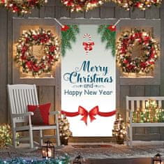 Nikcorp Božićni banner za vrata Merry Christmas, velika vanjska dekoracija za zid, otporan na vremenske uvjete, 185x90 cm