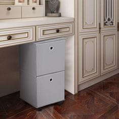 Nikcorp Komoda s 2 ladice na kotačima, mobilni sklopivi ormarić za pohranu, platneni organizator za odjeću i rublje, siva