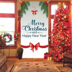 Nikcorp Božićni banner za vrata Merry Christmas, velika vanjska dekoracija za zid, otporan na vremenske uvjete, 185x90 cm