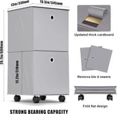 Nikcorp Komoda s 2 ladice na kotačima, mobilni sklopivi ormarić za pohranu, platneni organizator za odjeću i rublje, siva