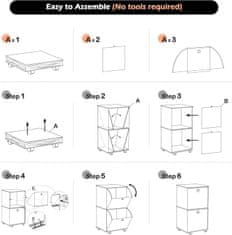 Nikcorp Komoda s 2 ladice na kotačima, mobilni sklopivi ormarić za pohranu, platneni organizator za odjeću i rublje, siva
