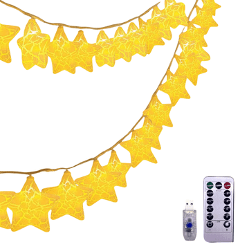 Nikcorp Božićne LED lampice zvjezdice s daljinskim upravljačem, 8 načina rada i timer, USB napajanje, toplo bijela boja, 6 m