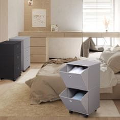 Nikcorp Komoda s 2 ladice na kotačima, mobilni sklopivi ormarić za pohranu, platneni organizator za odjeću i rublje, siva