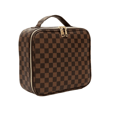 Nikcorp Kozmetička torbica za šminku s podesivim pretincima, putni organizator za kozmetiku, kistove i nakit, karirani uzorak, 26 cm