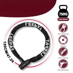 Nikcorp Lokot za bicikl lanac 120 cm, dvostruka zaštita, 5-znamenkasta šifra i 2 ključa, kaljeni čelik, zaštita od krađe