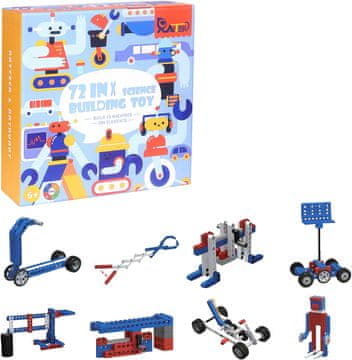 Nikcorp Edukativne mehaničke kocke za slaganje, STEM set za učenje fizike, 72+ projekta, 204 dijela, za djecu 6+ godina