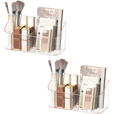 Nikcorp Akrilni organizator za kozmetiku, set 2 kom, za savršen red na toaletnom stoliću, 9 pretinaca, podesivi, rozi, 20x8,6x10,2 cm