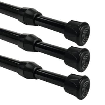 Nikcorp Teleskopska karniša za tuš zavjesu, set 3 kom, bez bušenja, podesiva šipka za kupaonicu i prozor, crna, 32-51 cm