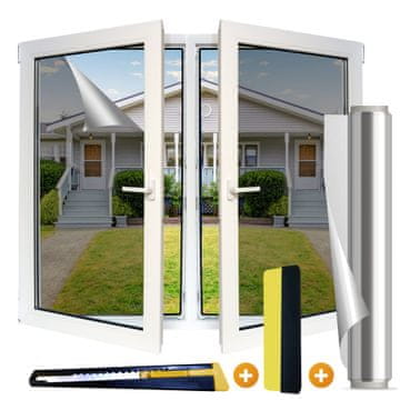 Nikcorp Zrcalna folija za prozore za zaštitu od sunca i UV zračenja, samoljepljiva, toplinska izolacija, efekt ogledala, 118x200 cm