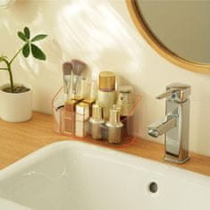 Nikcorp Akrilni organizator za kozmetiku, set 2 kom, za savršen red na toaletnom stoliću, 9 pretinaca, podesivi, rozi, 20x8,6x10,2 cm