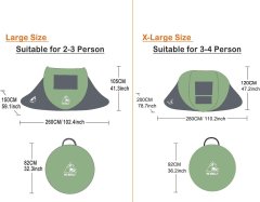 Nikcorp Samostojeći pop-up šator za 4 osobe, automatsko postavljanje u 3 sekunde, za kampiranje i plažu, s UV zaštitom, zeleni 280x200cm