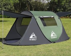 Nikcorp Samostojeći pop-up šator za 4 osobe, automatsko postavljanje u 3 sekunde, za kampiranje i plažu, s UV zaštitom, zeleni 280x200cm