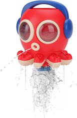 Nikcorp Igračka za kupanje Crvena Hobotnica s rotirajućom fontanom za djecu, zabavna prskalica za kadu i bazen, bez baterija