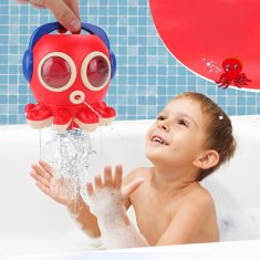 Nikcorp Igračka za kupanje Crvena Hobotnica s rotirajućom fontanom za djecu, zabavna prskalica za kadu i bazen, bez baterija