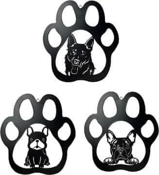 Nikcorp Metalna zidna dekoracija pas, set 3 kom, unikatan dizajn za ljubitelje životinja, za unutarnju i vanjsku upotrebu, 26,4x24,6 cm