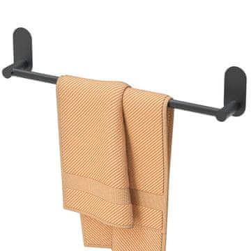 Nikcorp Vješalica za ručnike samoljepljiva, montaža bez bušenja, držač od nehrđajućeg čelika za kupaonicu i kuhinju, mat crna 76 cm