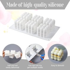 Nikcorp Set za izradu svijeća s 3D silikonskim kalupom, 100 fitilja i držačima, DIY komplet za lijevanje voska i smole