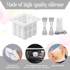 Nikcorp Set za izradu svijeća s 3D silikonskim kalupom, 100 fitilja i držačima, DIY komplet za lijevanje voska i smole