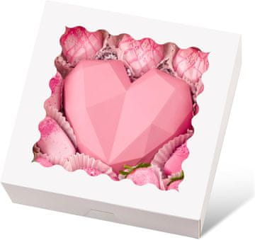 Nikcorp Kutije za kolače i torte s prozorom 6 kom, elegantno pakiranje slastica, čvrsti karton za hranu, bijele, 25x25x6,5 cm