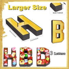 Nikcorp Poklon kutije u obliku slova H, B, D, set 3 kom, za slatkiše i poklone, dekoracija za rođendan, baby shower, 36x21x4 cm