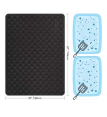 Nikcorp Podloga za mačji WC 120x90 cm, protuklizna vodootporna prostirka za hvatanje pijeska, mekana i laka za čišćenje, crna