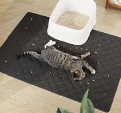Nikcorp Podloga za mačji WC 120x90 cm, protuklizna vodootporna prostirka za hvatanje pijeska, mekana i laka za čišćenje, crna
