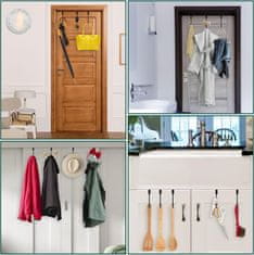 Nikcorp Vješalica za vrata, set 4 komada, dvostruke kuke za odjeću, bez bušenja, za kapute, ručnike, torbe, crna