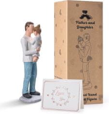 Nikcorp Figurica otac i kći, poklon za tatu od kćeri, ručno oslikana skulptura od smole, dekoracija za dom, ured, 20 cm