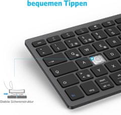 Nikcorp Bluetooth tipkovnica QWERTZ bežična, ultra tanka za tablet i mobitel, tihe tipke, njemački raspored, crna